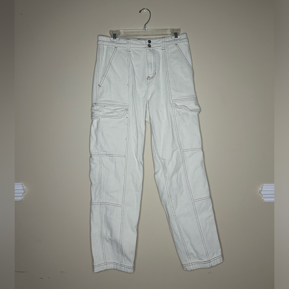 Pacsun Cream Elastic Waist Cargo Pants